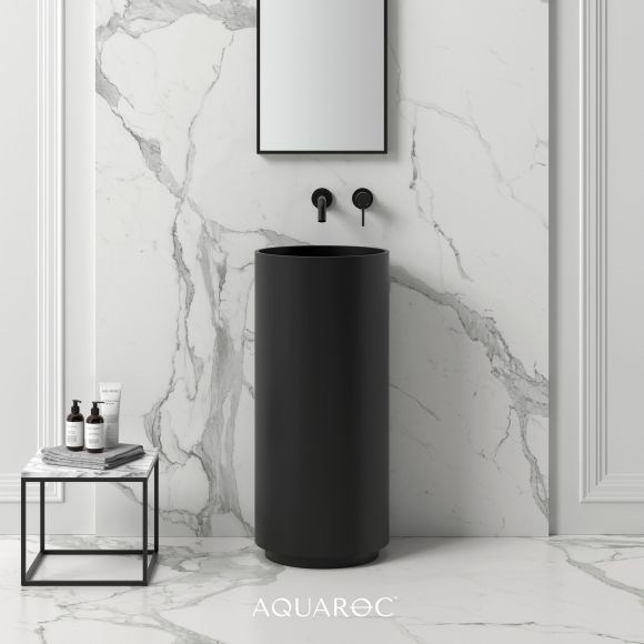 Circolo Matte Black Freestanding Stone Basin 400mm