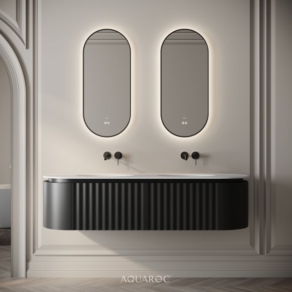 Belgravia Double Vanity Unit & Stone Basin 1600mm Matte Black