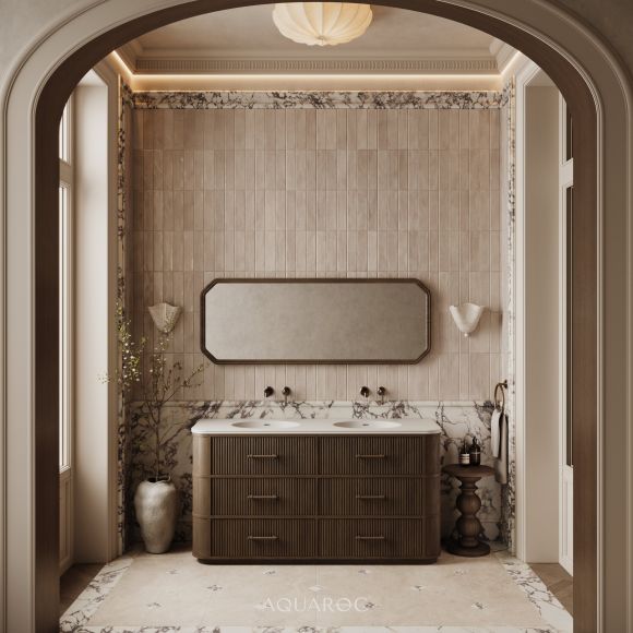 Savoy Double Vanity Unit 1600mm Espresso Oak & Stone Basin Top