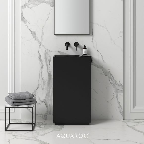 Ethos Matte Black Freestanding Stone Basin 500mm